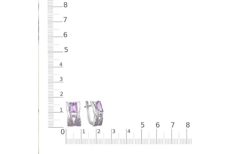 Серьги из белого золота с 40 аметистами