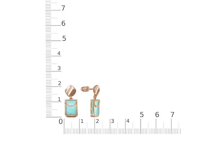 Серьги-пусеты Прямоугольники из красного золота с 2 наноситалами