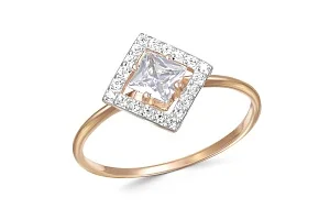 Кольцо из красного золота с 21 фианитами