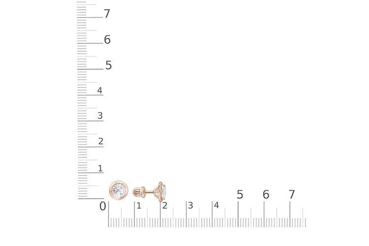 Серьги-пусеты из красного золота с горным хрусталём