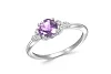 Кольцо из белого золота с аметистом и 6 фианитами