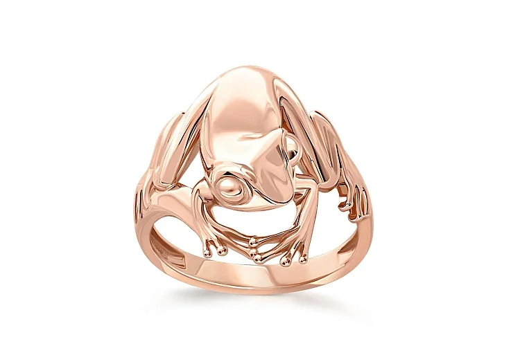 Кольцо Лягушка из красного золота без вставок