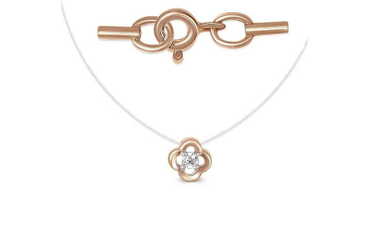 Колье Цветок из красного золота с бриллиантом