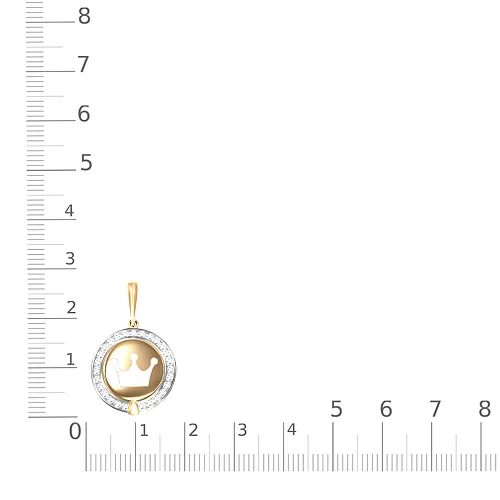 Подвеска Корона из жёлтого золота с 27 фианитами