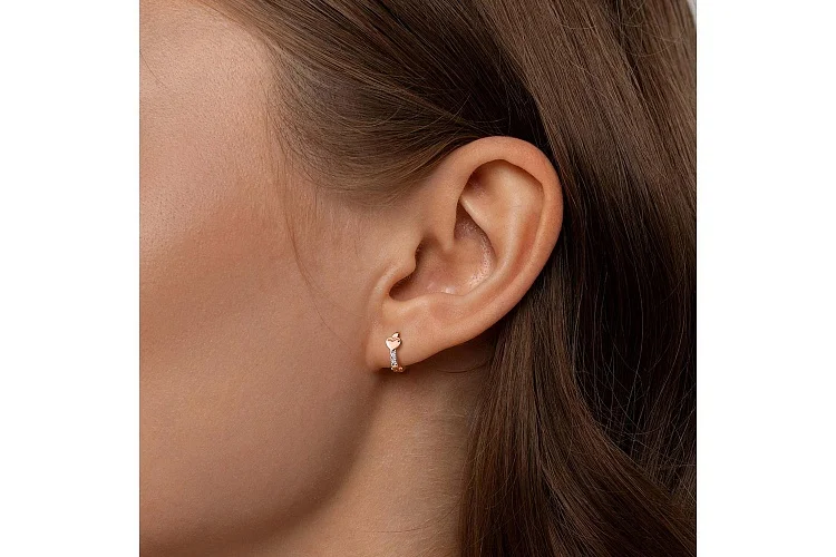 Серьги из красного золота с 4 фианитами