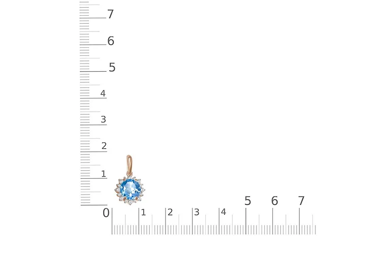 Подвеска Цветок из красного золота с топазом swiss и 16 фианитами