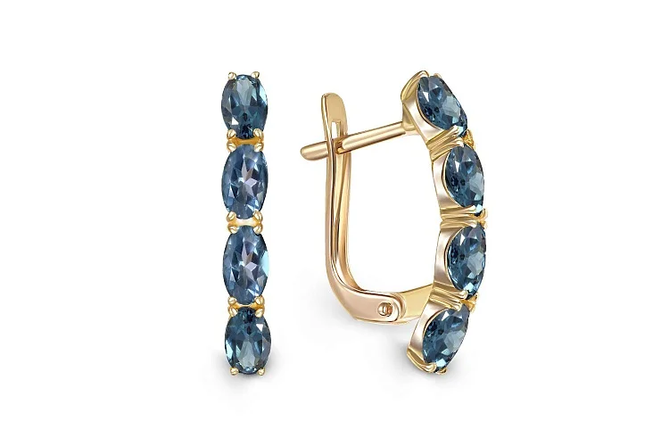 Серьги Дорожки из жёлтого золота с 6 топазами лондон