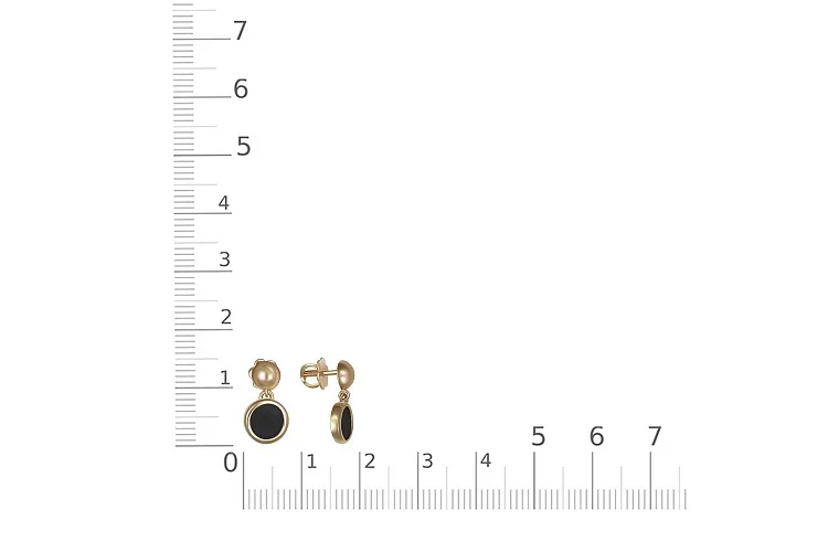 Детские серьги-пусеты из жёлтого золота с 2 ониксами