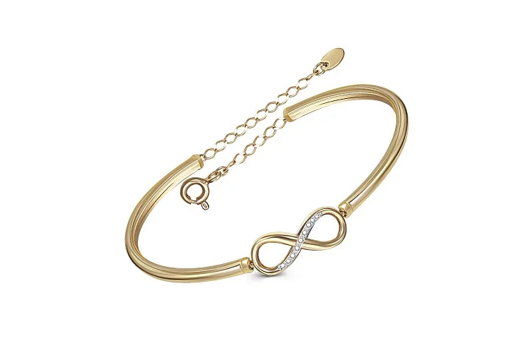 Браслет Бесконечность из жёлтого золота с 9 фианитами
