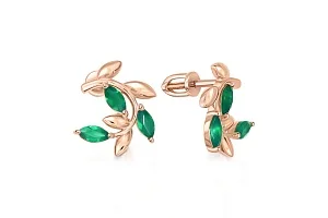 Серьги-пусеты Веточки из красного золота с 6 агатами