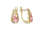 Серьги из жёлтого золота с 2 морганитами и 2 фианитами