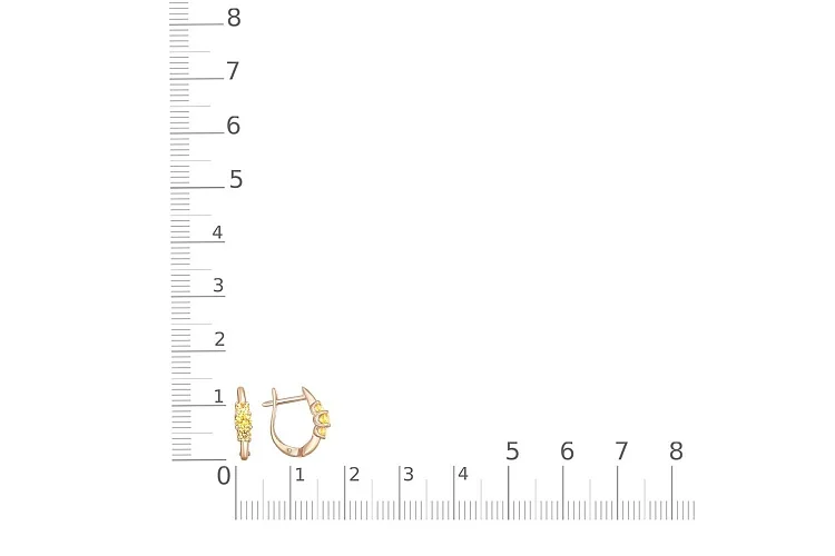 Серьги из красного золота с 6 фианитами