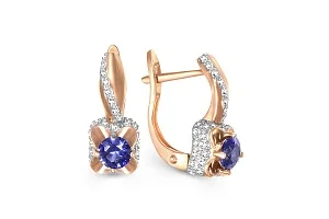 Серьги из красного золота с 2 сапфирами и 86 бриллиантами