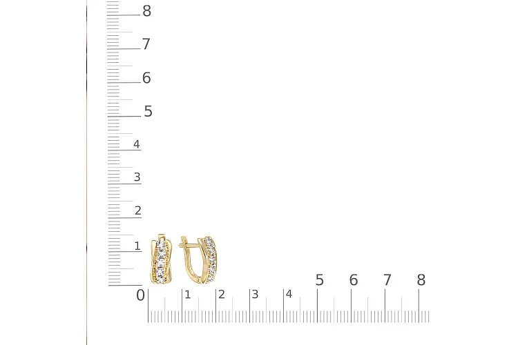 Серьги Дорожки из жёлтого золота с 10 бриллиантами