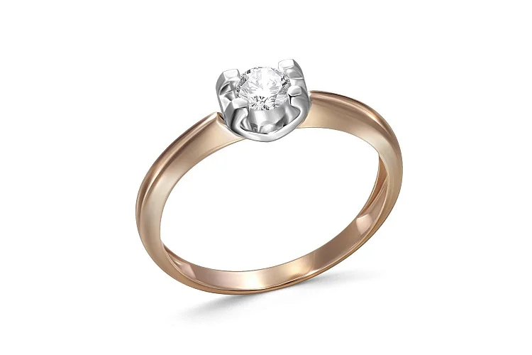 Кольцо из красного золота с фианитом