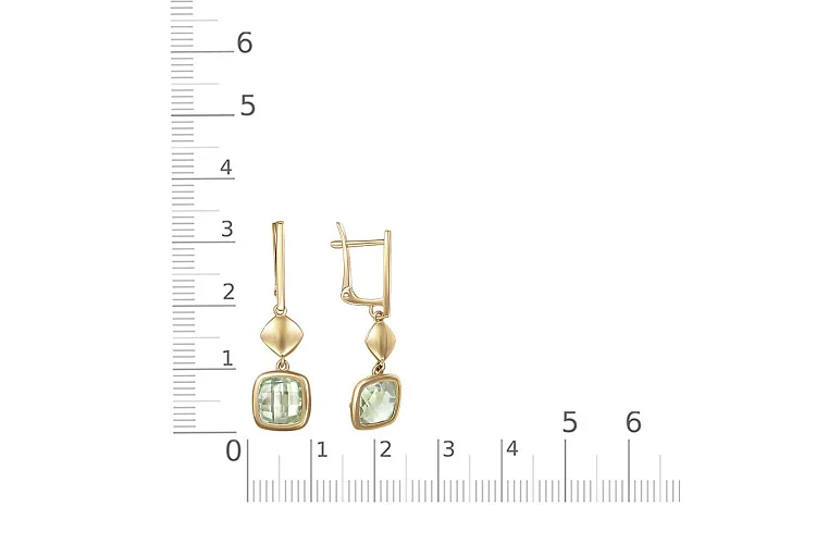 Серьги из жёлтого золота с 2 аметистами