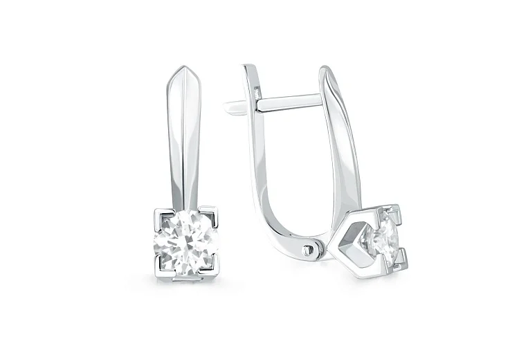 Серьги из белого золота с 2 выращенными бриллиантами