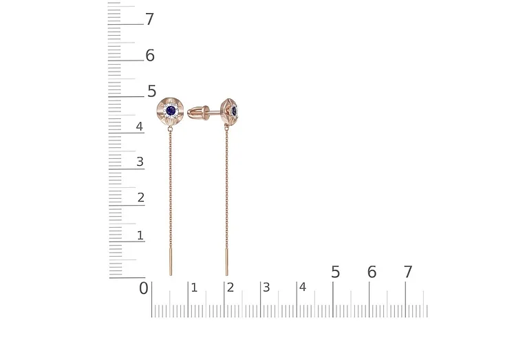 Серьги-пусеты из красного золота с 2 корундами