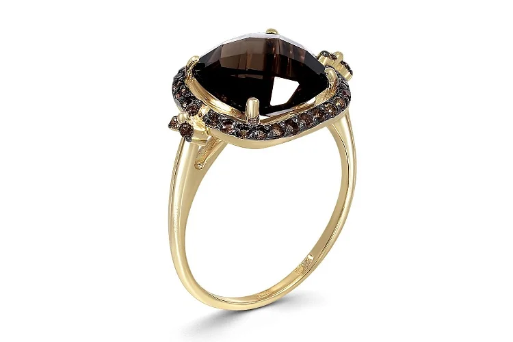 Кольцо из жёлтого золота с 35 раухтопазами