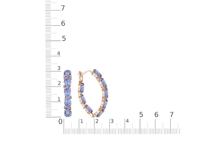 Серьги из красного золота с 24 танзанитами