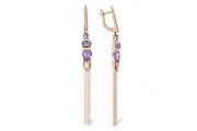Серьги из красного золота с 6 аметистами