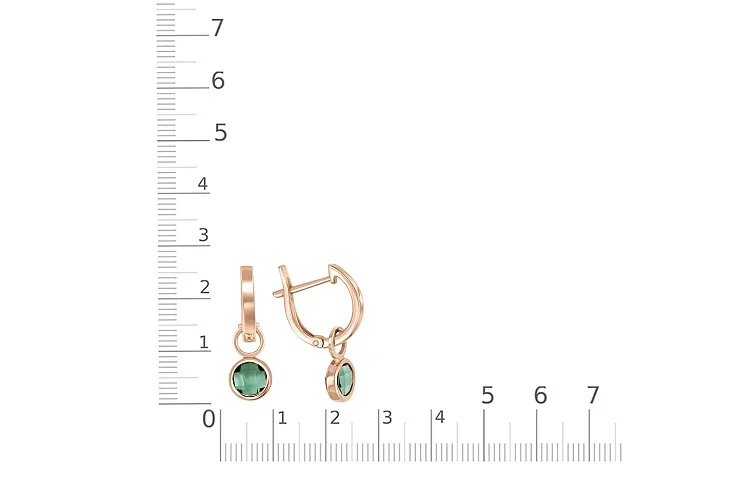 Серьги-трансформеры из красного золота с 2 кварцами