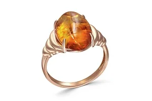 Кольцо из красного золота с янтарём
