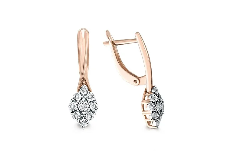 Серьги из красного золота с 18 бриллиантами