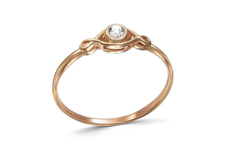 Кольцо из красного золота с бриллиантом