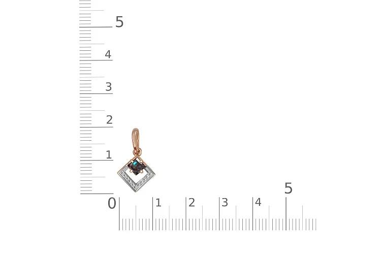 Подвеска Квадрат из красного золота с александритом и 11 фианитами