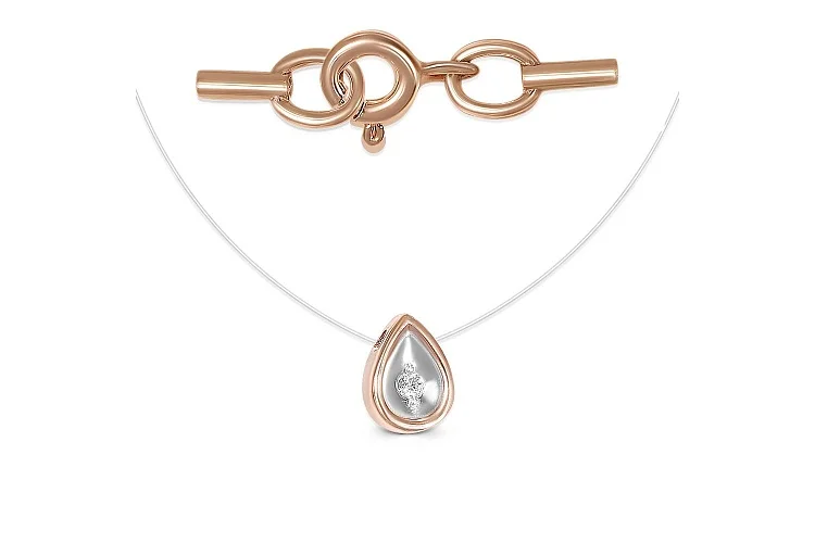 Колье на леске Капля из красного золота с фианитом