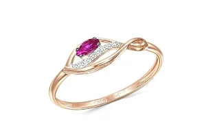 Кольцо из красного золота с рубином и 8 бриллиантами