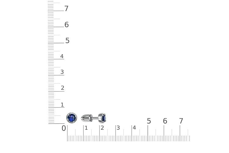 Серьги-пусеты из белого золота с 2 корундами