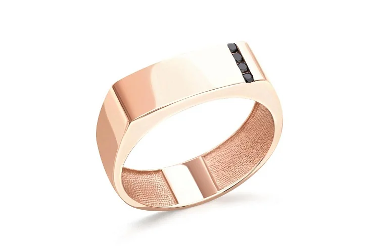 Печатка из красного золота с 4 бриллиантами