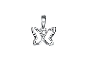 Подвеска Бабочка из белого золота с фианитом