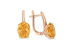 Серьги из красного золота с 2 цитринами