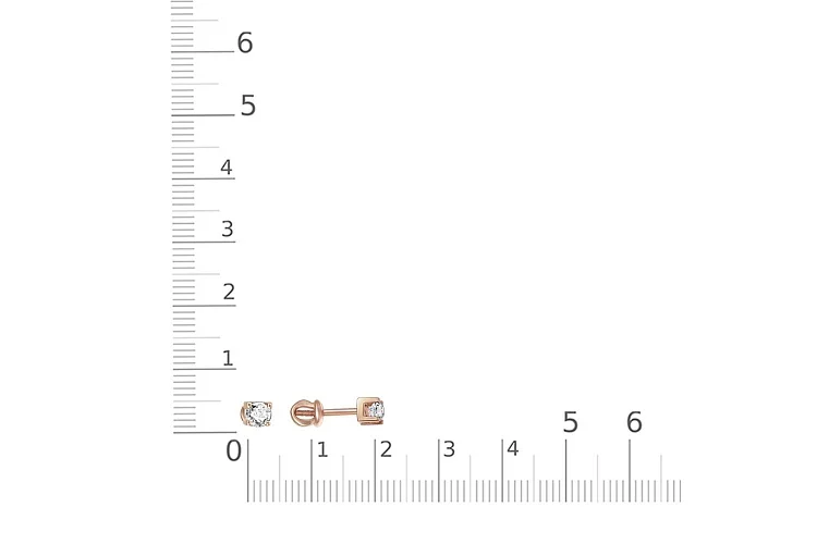 Серьги-пусеты из красного золота с 2 фианитами