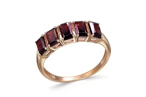 Кольцо Дорожка из красного золота с 5 гранатами