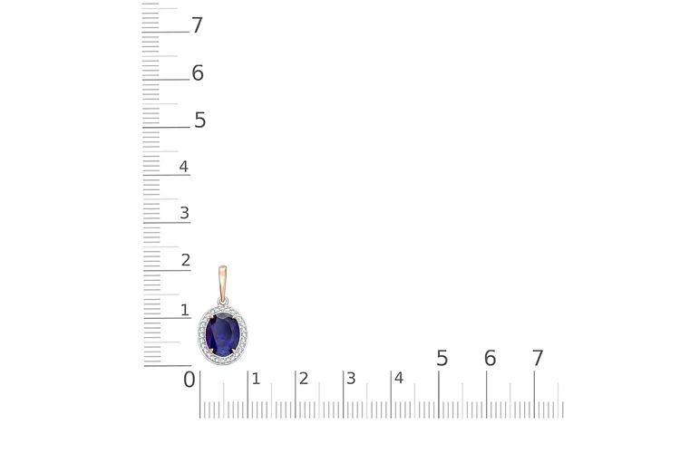 Подвеска из красного золота с корундом и 28 фианитами