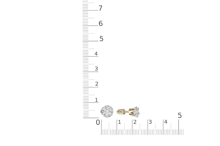 Серьги-пусеты из жёлтого золота с 14 бриллиантами