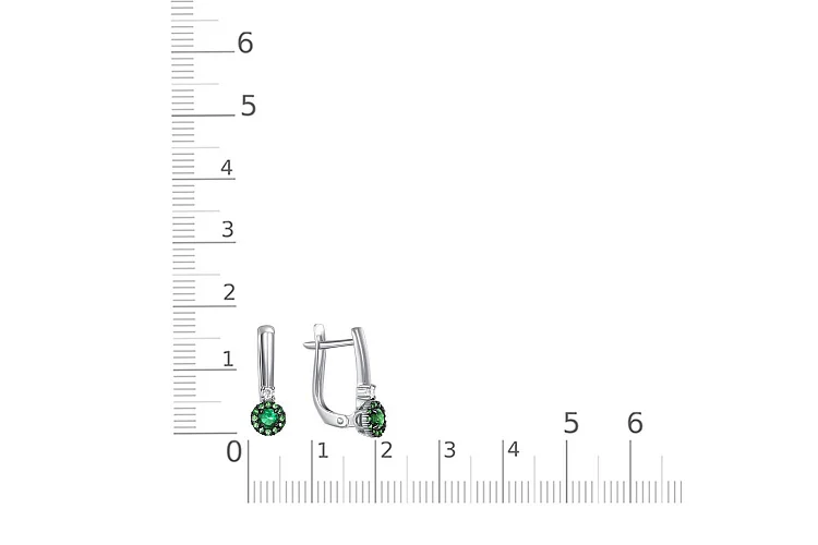 Серьги из белого золота с 2 изумрудами и 26 бриллиантами