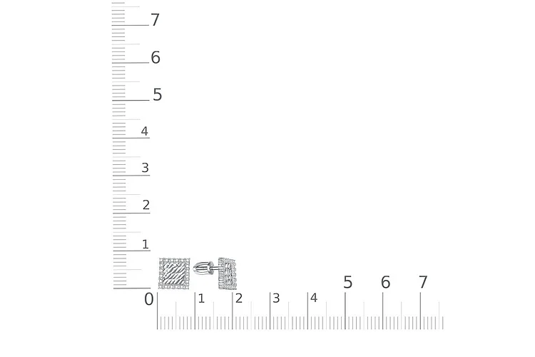 Серьги-пусеты Квадраты из белого золота с 40 фианитами