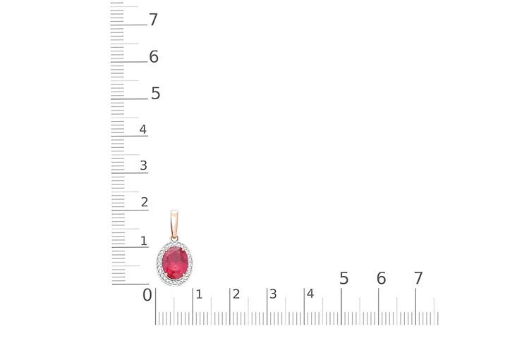 Подвеска из красного золота с корундом и 28 фианитами
