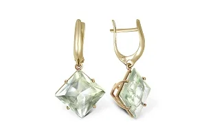 Серьги из жёлтого золота с 2 аметистами