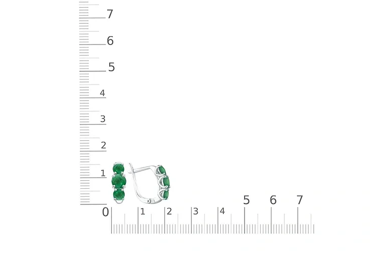 Серьги из белого золота с 6 изумрудами