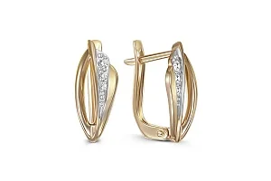 Серьги из жёлтого золота с 6 фианитами