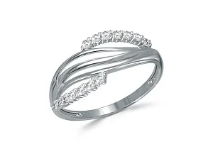 Кольцо из белого золота с 14 фианитами