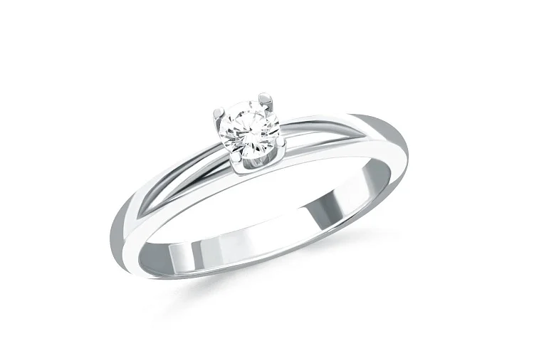 Кольцо из белого золота с выращенным бриллиантом