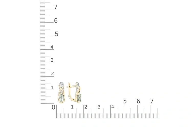 Серьги из жёлтого золота с 2 аметистами и 14 фианитами