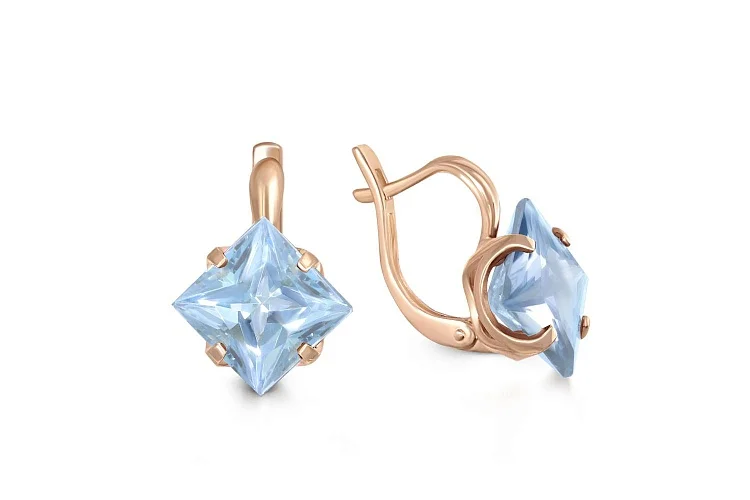 Серьги из красного золота с 2 топазами sky